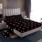 Erosebridal Strawberry Bed Sheets Queen Size Red And Black Kawaii .... Fixed Price $73.61.