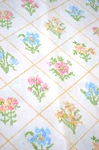 Vtg Jc Penney Twin Flat Sheet Florals Diamond Pattern Pastels Cross Stitch Look. Fixed Price $10.13.