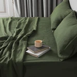 King Size Green Linen Sheets - 100% Organic Cooling For Hot Sleepers. Fixed Price $247.99.