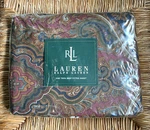 New Vtg Ralph Lauren Twin Deep Fitted Sheet Parker Paisley Burgundy Navy Cotton. Fixed Price $85.00.