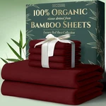 Ultra Soft Organic Bamboo Queen Sheets 6PCS - Cooling Deep Pocket Burgundy. Fixed Price $129.98.