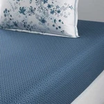 Yves Delorme Sylve Queen Fitted Sheet Organic Cotton Geometric Teal Blue White. Fixed Price $169.00.