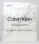 4PC Calvin Klein Sateen Weave Floral Branches Leaves 100% Cotton Queen Sheet Set. Fixed Price $89.95.