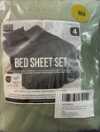 Bed Sheet Set Sage Queen 1 Fitted Flat 2 Pillowcases. Fixed Price $20.00.