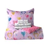 Dream Factory Balloon Hearts Twin Bed-in-a-bag, Lilac, Microfiber Polyester Fill. Fixed Price $50.70.