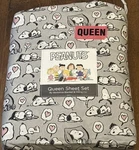 New Peanuts Queen Sheet Set Berkshire Dreaming Nap Snoopy Pink Hearts Gray. Fixed Price $39.99.