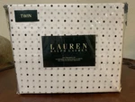 Ralph Lauren Polka Dots Twin Sheets Set 3 Pc Black Gray White Cotton Bahrain. Fixed Price $69.99.