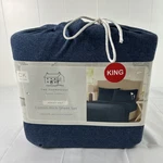 The Farmhouse By Rachel Ashwell Jersey Knit Cotton Rich Sheet Set Cal King Blue. Fixed Price $52.99.