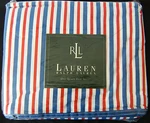Ralph Lauren American Summer Stripe Queen Bed Flat Sheet Red White Blue New-nip. Fixed Price $169.99.