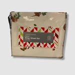 Martha Stewart Collection White Printed Cotton Flannel 4-PC. King Sheet Set. Fixed Price $48.60.