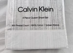 4 Pc Calvin Klein Painted Lines 300 Tc Beige & Gray Queen Sheet Set Nip. Fixed Price $126.65.