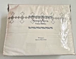 New Vera Wang Whisper Queen Sheet Set 300TC White & Gray Embroidered Design. Fixed Price $65.99.