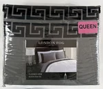 London Fog Flocked Hem 4 Piece Queen Size Sheet Set Greek Key Pattern Gray Black. Fixed Price $42.50.