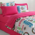 4 Pc Veratex "peace & Love" Comforter Set Full 76" 86" Multi **new**. Fixed Price $49.99.