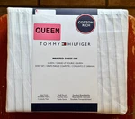 Tommy Hilfiger Light Blue Gray Stripes Queen Size Sheet Set Cotton Blend. Fixed Price $68.00.