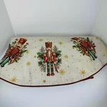 Max Studios Christmas Tree Skirt 52" Lined Nutcracker Holly Snowflakes Metallic. Fixed Price $77.50.