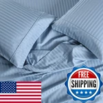 Sheetsnthings Damask Stripes 650-THREAD-COUNT Cotton-blend 4PC Queen Bed. Fixed Price $129.22.