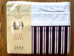 Vtg Westpoint Stevens No Iron Percale Full Flat Sheet 81X 96 Burgundy Stripe Usa. Fixed Price $12.00.