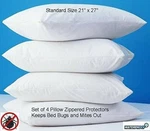 4 Deluxe Zippered Vinyl Pillow Covers Protects Against Bed Bugs Sanitary Home. Fixed Price $13.97.