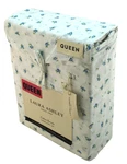 Laura Ashley Queen Size Rosy Day Blue & Green Floral Cotton Percale Sheet Set. Fixed Price $79.99.