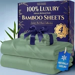 100% Viscose Derived From Bamboo Sheets King Size - Luxury 4 Pc Naturally Coolin. Fixed Price $125.11.