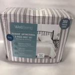 Wellbeing By Sunham Gray White Striped 300 Tc 6-PIECE Sheet Set King $130 * New!. Fixed Price $39.95.