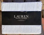 Ralph Lauren Queen Size Crisp Percale Cotton Sheet Set Light Blue Medallion. Fixed Price $135.00.