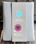 Martha Stewart 100% Percale Cotton Light Gray King Sheet Set - Soft Grey. Fixed Price $95.00.