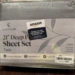 Luxclub 4PC. Twin Set Luxury Bed 21 Deep Pockets New Gray. Fixed Price $24.99.