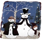 Snowman Family Christmas Vintage Tapestry Style 15" Square Throw Pillow. Fixed Price $18.50.