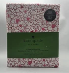 Kate Spade Full Sheet Set Cotton Percale Pink Red Outline Hearts White Valentine. Fixed Price $54.56.