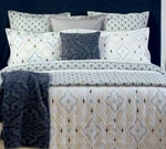 Yves Delorme Maiolica Queen Flat Sheet 94X116" Graphic Blue White Multi France. Fixed Price $199.99.