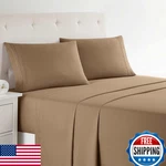 Clara Clark Calif. King 1800 Series 4-PIECE Bed Sheet Set, Deep Pocket, Mocha. Fixed Price $61.65.