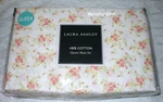 Laura Ashley Queen 4 Pc Sheet Set Paris Fleur - 100% Cotton White Pink. Fixed Price $66.45.
