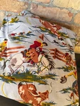 Vtg Nick & Nora Rio Grande Cowboy Cotton Jersey Queen Fitted Flat Pillowcases. Fixed Price $89.00.