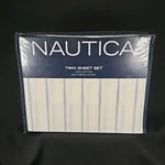 Nautica Striped Twin Sheet Set Blue Gray 100% Cotton Nip 3 Piece Standard. Fixed Price $18.99.