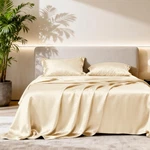 Satin Queen Sheets Set - 4 Piece Beige Silky Bed With Deep Pocket,.... Fixed Price $41.24.