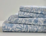 Cuddl Duds Queen Size 4 Pc Soft Flannel Sheet Set - Blue Botanical New. Fixed Price $59.95.