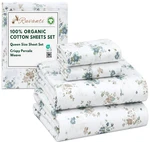 Ruvanti 100% Organic Cotton Sheets Size, Percale Weave, Queen, Halcyon. Fixed Price $70.06.