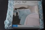 Truly Soft Blue & White Print King Sheet Set With Deep Pockets. Fixed Price $35.00.
