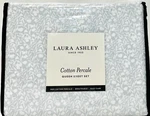 Light Gray & White Queen Sheet Set Crisp Cool Cotton Percale Laura Ashley Winnie. Fixed Price $68.74.