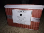 Castle Hill London 1000 Thread Count Sateen Stripe Sheet Set - Coral King. Fixed Price $30.99.