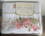 Vtg Springmaid No-iron Marvelare Dbl Flat Sheet Nos Poly/cotton 54X76 Pink Roses. Fixed Price $24.99.