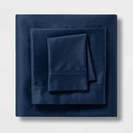 Queen Solid Performance 400 Thread Count Sheet Set Metallic Blue - Threshold :. Fixed Price $38.99.