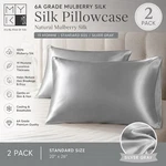 Myk 2-PACK 6A Grade Mulberry Silk Pillowcases 19 Momme Standard Silver Gray. Fixed Price $39.99.
