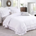 Qsh Ruffle White Duvet Cover Queen Size -washed Cotton Shabby Farmhouse Ruffl.... Fixed Price $108.78.