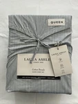 New 4PC Laura Ashley Queen Sheet Set Marilynn Stripe Charcoal & White. Fixed Price $75.99.