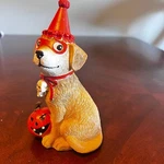 Halloween Dog Figurine Red Party Hat Skull Pumpkin Accent Hand-painted Spooky. Fixed Price $22.00.