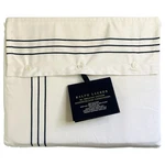 Ralph Lauren King Flat Sheet Organic Sateen Handkerchief Embroidery White Navy. Fixed Price $65.00.