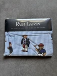 New Rare Ralph Lauren Polo Teddy Bear Blue White Striped Flat Sheet - Twin. Fixed Price $49.99.